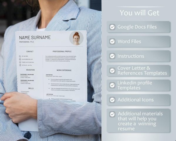 Resume Template Word Google Docs Resume CV Template Modern Resume Template Modern Executive Resume Template - Image 2