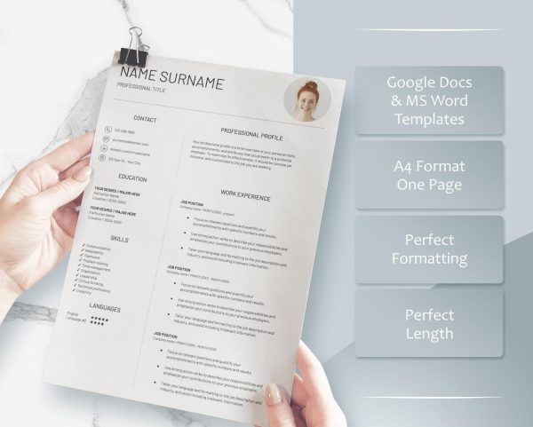 Resume Template Word Google Docs Resume CV Template Modern Resume Template Modern Executive Resume Template - Image 3