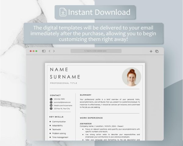 Resume Template Word Google Docs Professional Resume CV Template Modern Resume Minimalist Resume CV Resume - Image 5