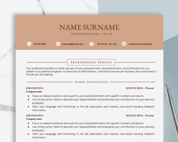 ATS Resume Template for Word Google Docs ATS Friendly Resume Modern Resume CV Minimalist Resume Standard Resume Template
