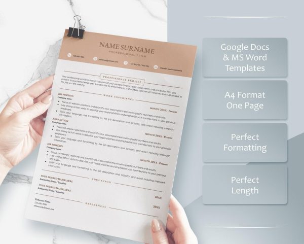 ATS Resume Template for Word Google Docs ATS Friendly Resume Modern Resume CV Minimalist Resume Standard Resume Template - Image 3