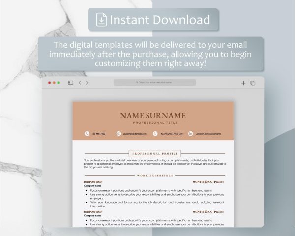 ATS Resume Template for Word Google Docs ATS Friendly Resume Modern Resume CV Minimalist Resume Standard Resume Template - Image 5