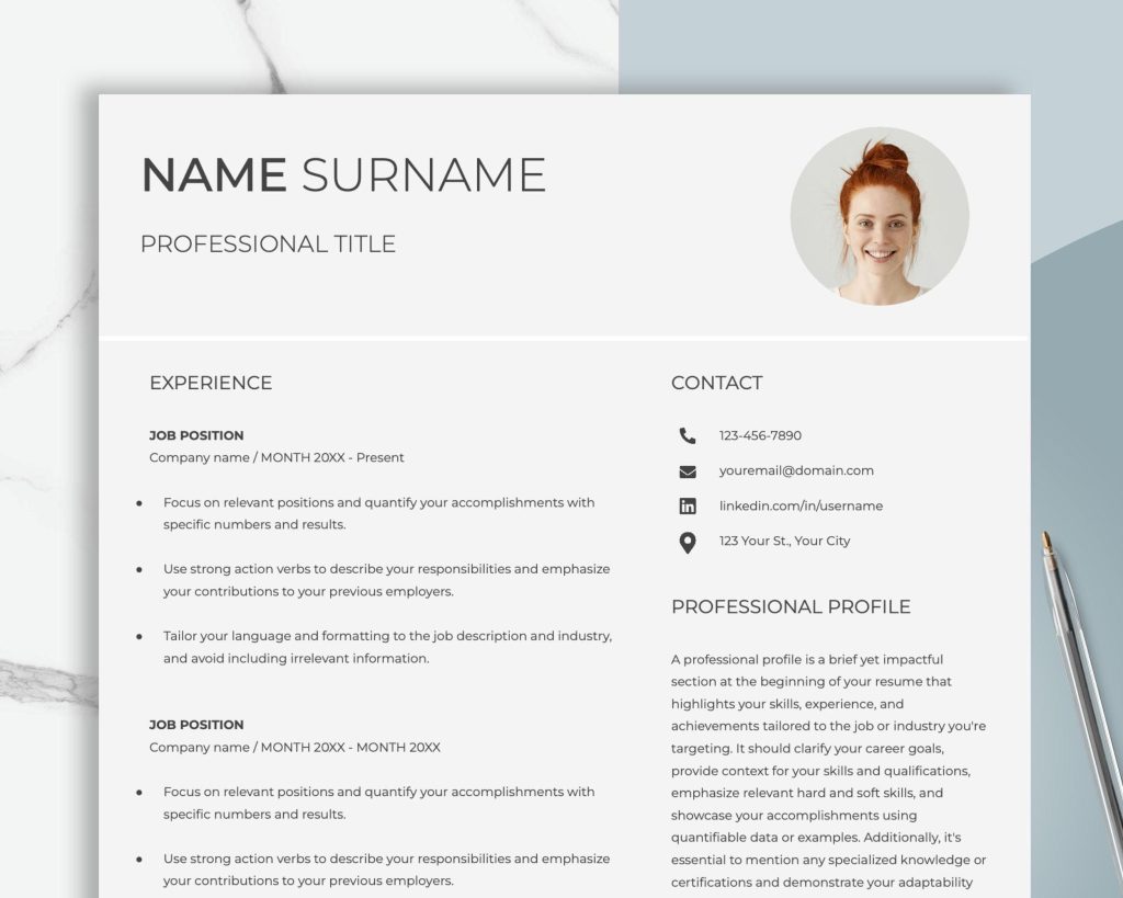 Professional Resume Template For Google Docs Word Modern Resume ...
