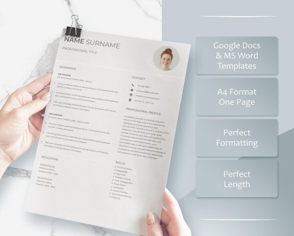 Professional Resume Template for Google Docs Word Modern Resume Template CV Template Minimalist Resume Instant Download - Image 3