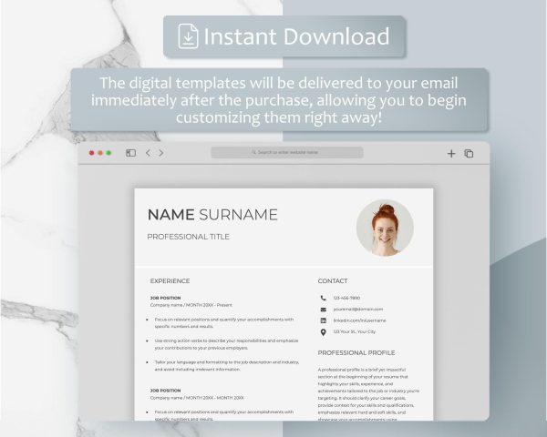 Professional Resume Template for Google Docs Word Modern Resume Template CV Template Minimalist Resume Instant Download - Image 5