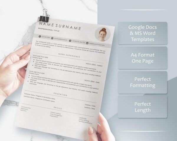 Professional CV Template for Google Docs  Word - Modern Executive Resume Design 2023 with Free Cover Letter  LinkedIn Templates - Image 3