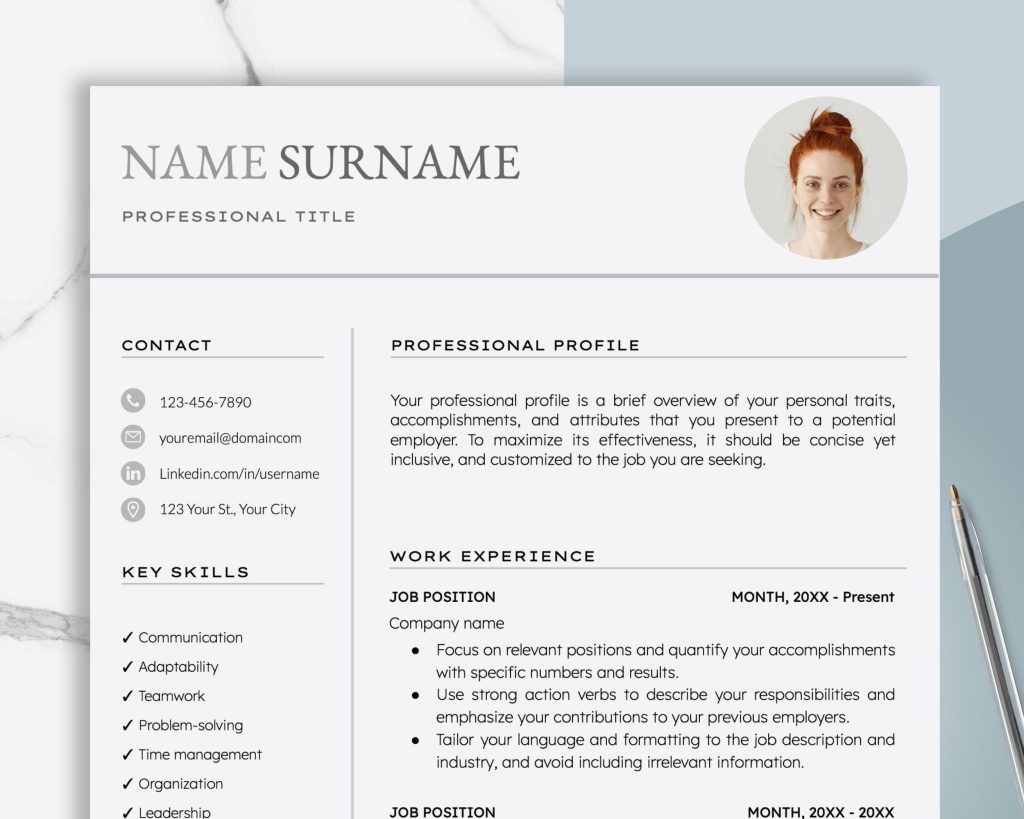 Resume Template Word Google Docs Professional Resume CV Template Modern ...