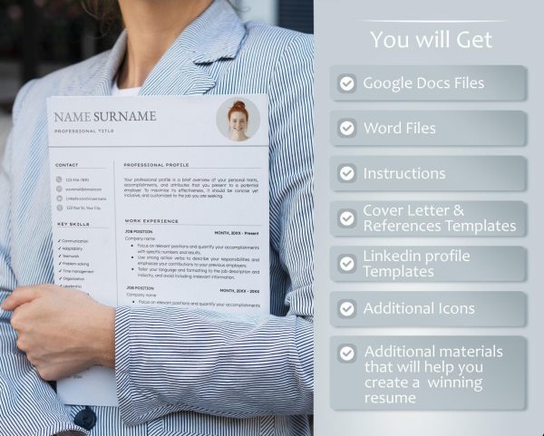 Resume Template Word Google Docs Professional Resume CV Template Modern Resume Minimalist Resume CV Resume Resume Template - Image 2