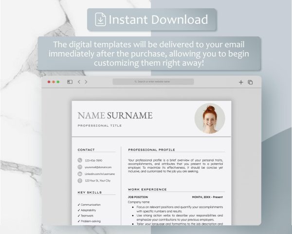 Resume Template Word Google Docs Professional Resume CV Template Modern Resume Minimalist Resume CV Resume Resume Template - Image 5
