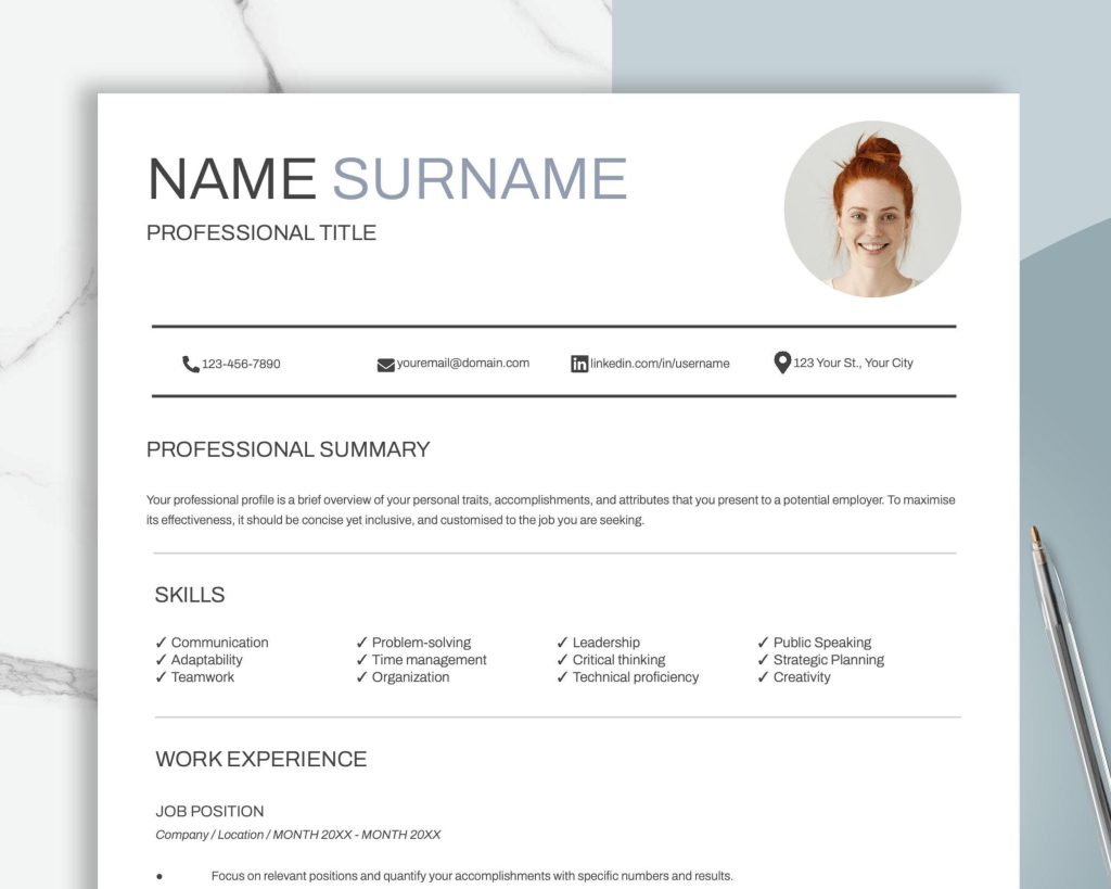 Resume Template CV Template Modern Resume Template For Google Docs Word ...