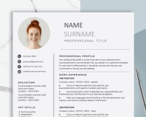 Resume Template with Picture for Word Google Docs Modern Clean Resume Professional CV Template Headshot Resume Instant Download