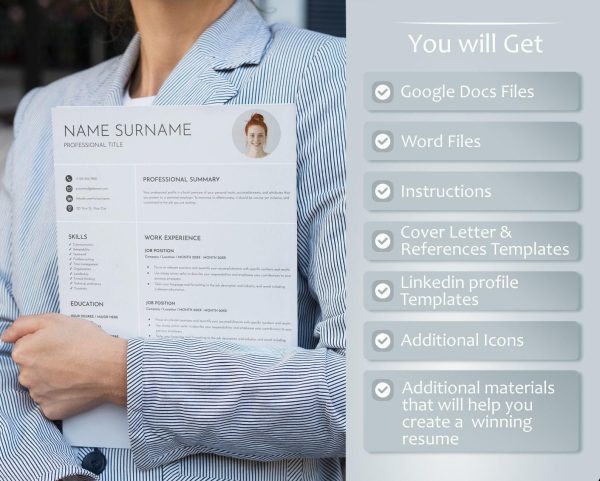 CV Template Photo Resume Template Word Resume Google Docs Resume Template With Picture Modern Executive Resume Professional - Image 2