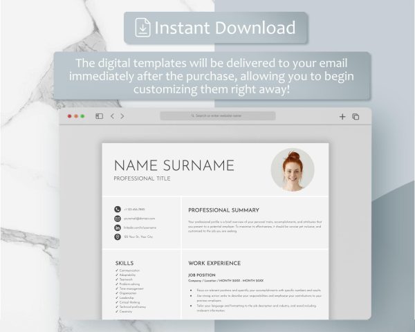 CV Template Photo Resume Template Word Resume Google Docs Resume Template With Picture Modern Executive Resume Professional - Image 5