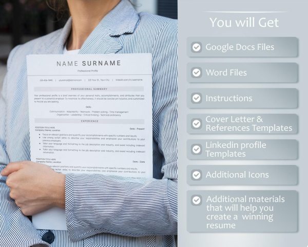 ATS Friendly Resume Template Word Google Docs ATS Resume Template ATS Cv Template Minimalist Resume Professional Resume Template - Image 2