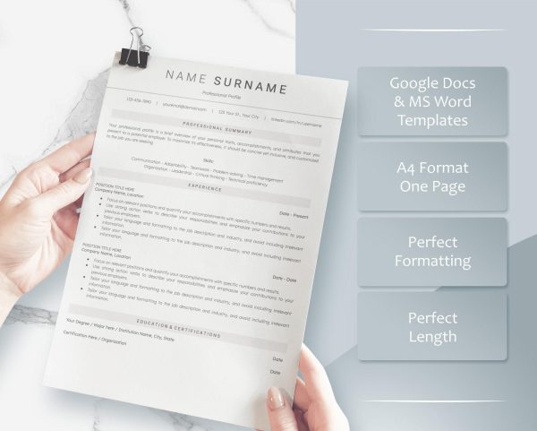 ATS Friendly Resume Template Word Google Docs ATS Resume Template ATS Cv Template Minimalist Resume Professional Resume Template - Image 3