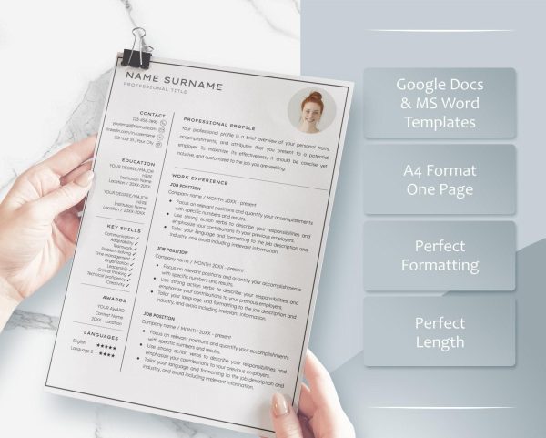 Resume Template Google Docs Word & CV Professional Executive Resume Cover Letter Creative Resume Template Modern CV Template - Image 3