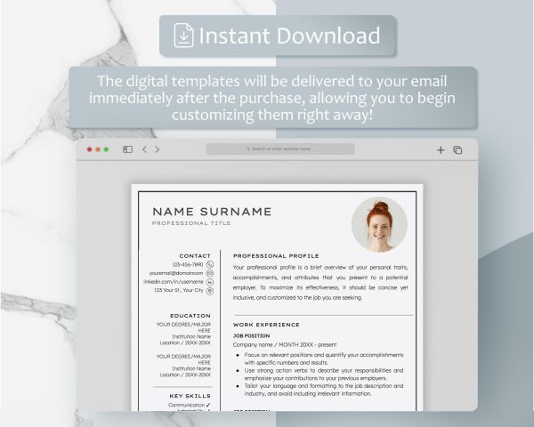 Resume Template Google Docs Word & CV Professional Executive Resume Cover Letter Creative Resume Template Modern CV Template - Image 5