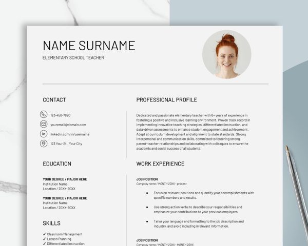 Google Docs Word Resume Template Cover Letter References Resume Template Professional CV Template Resume Template with Photo