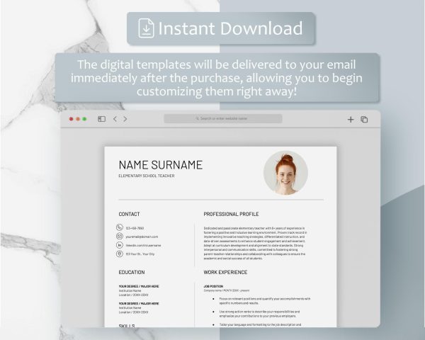 Google Docs Word Resume Template Cover Letter References Resume Template Professional CV Template Resume Template with Photo - Image 5