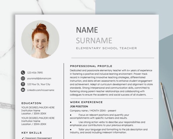 Modern Clean Resume Template CV Template Cover Letter References for Microsoft Word & Google Docs Instant Digital Download CV 2025