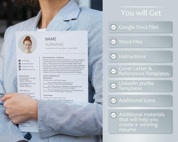 Modern Clean Resume Template CV Template Cover Letter References for Microsoft Word & Google Docs Instant Digital Download CV 2025 - Image 2