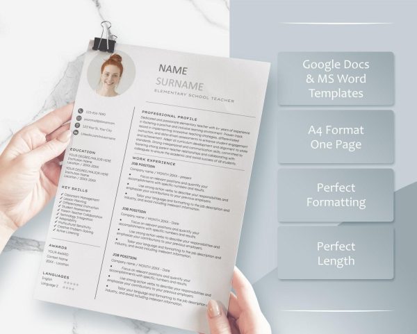 Modern Clean Resume Template CV Template Cover Letter References for Microsoft Word & Google Docs Instant Digital Download CV 2025 - Image 3