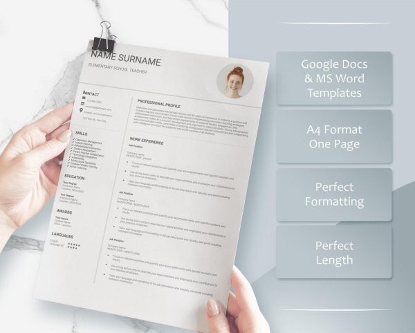 Professional Resume Template Word Modern Resume Clean Resume Creative Resume Teacher Resume Printable CV Resume - Image 3