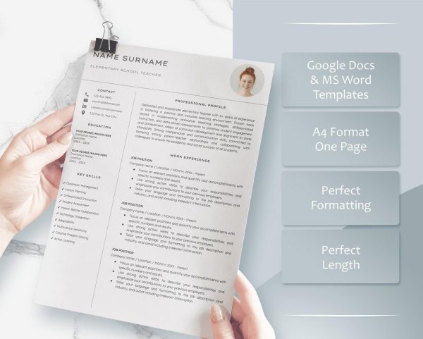 Teacher Resume Template Word Google Docs Teaching Resume CV Resume Template Professional Resume Template Teaching Resume - Image 3