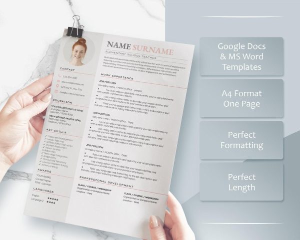 Resume Template Modern Resume Template Word Google Docs Nurse Teacher Resume Creative Resume Feminine Professional CV Template - Image 3