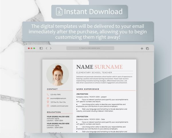 Resume Template Modern Resume Template Word Google Docs Nurse Teacher Resume Creative Resume Feminine Professional CV Template - Image 5